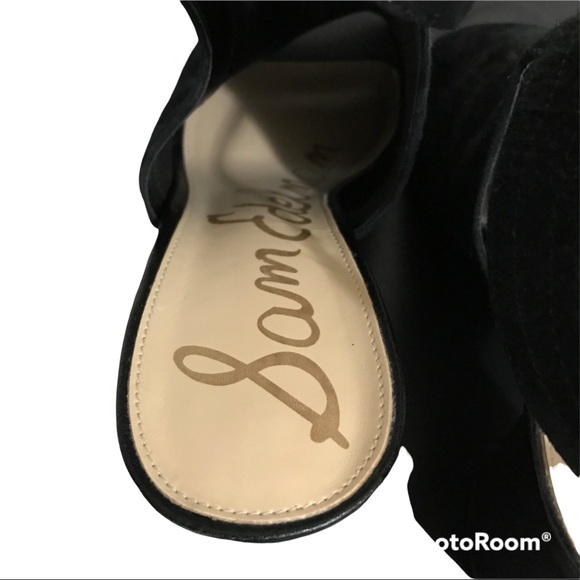 Sam Edelman Ervin Black Suede Open Toe Heeled Shoes - Picture 9 of 15